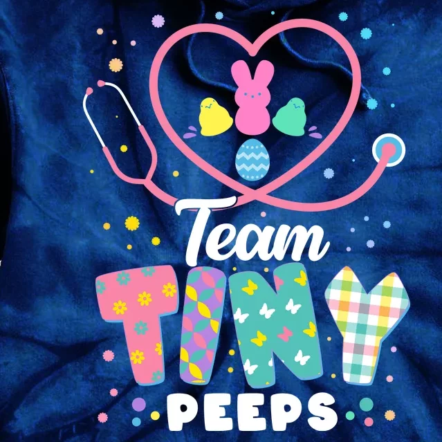 Cute Happy Easter Team Tiny Peeps Nurse Doctor Stethoscope Tie Dye Hoodie