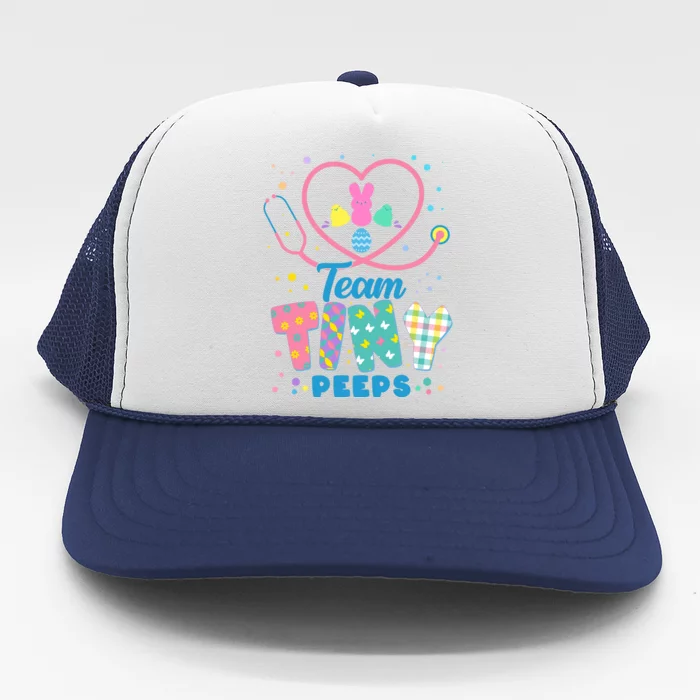 Cute Happy Easter Team Tiny Peeps Nurse Doctor Stethoscope Trucker Hat