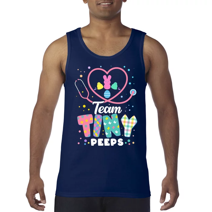 Cute Happy Easter Team Tiny Peeps Nurse Doctor Stethoscope Tank Top