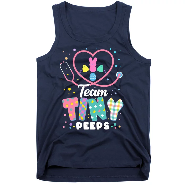 Cute Happy Easter Team Tiny Peeps Nurse Doctor Stethoscope Tank Top