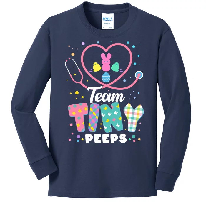 Cute Happy Easter Team Tiny Peeps Nurse Doctor Stethoscope Kids Long Sleeve Shirt