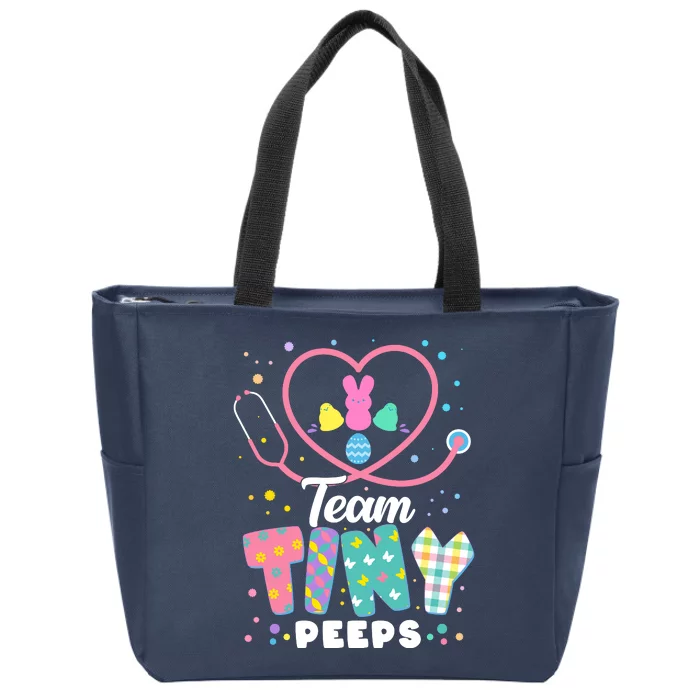 Cute Happy Easter Team Tiny Peeps Nurse Doctor Stethoscope Zip Tote Bag