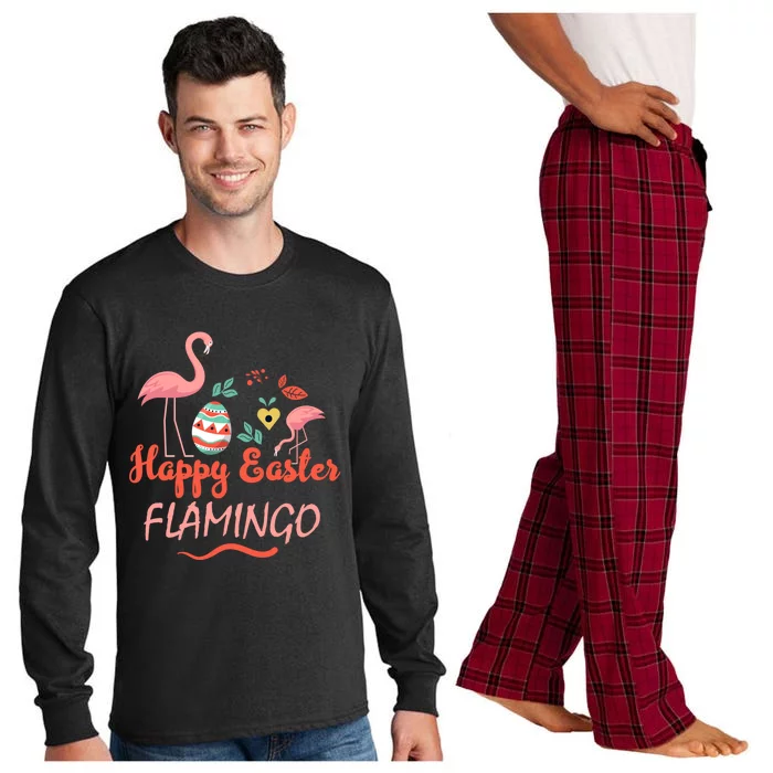 Cute Happy Easter Flamingo Design Teens Cool Gift Long Sleeve Pajama Set