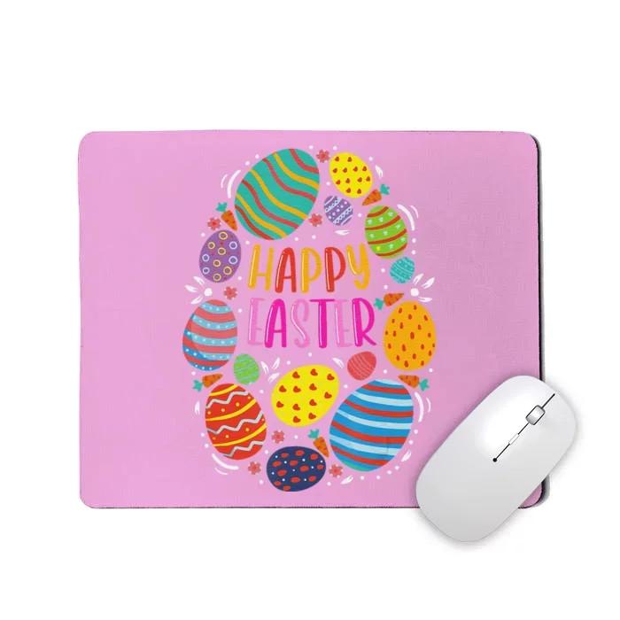 Cute Happy Easter Colorful Eggs Mousepad