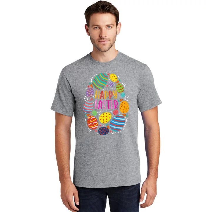 Cute Happy Easter Colorful Eggs Tall T-Shirt