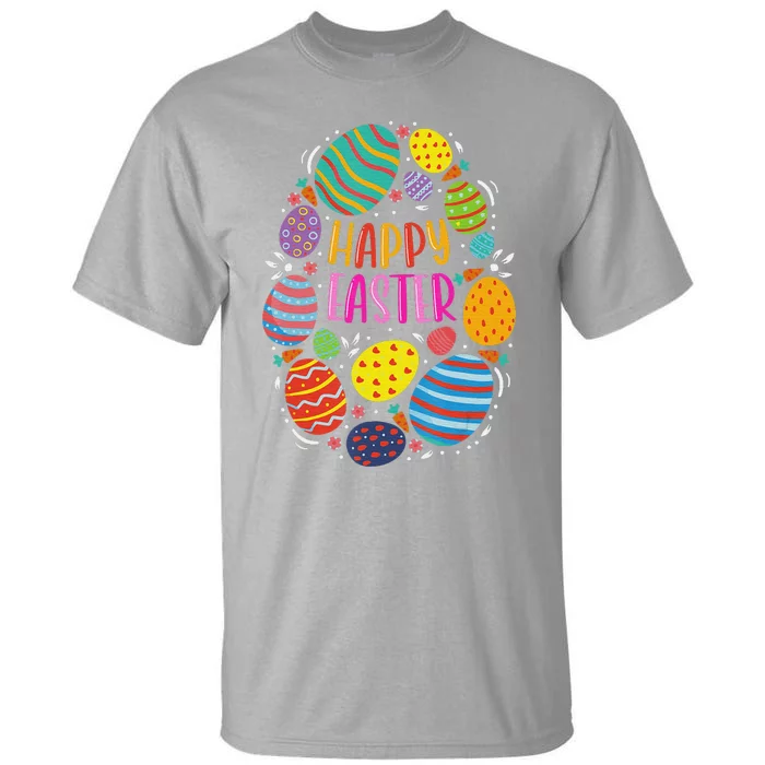 Cute Happy Easter Colorful Eggs Tall T-Shirt