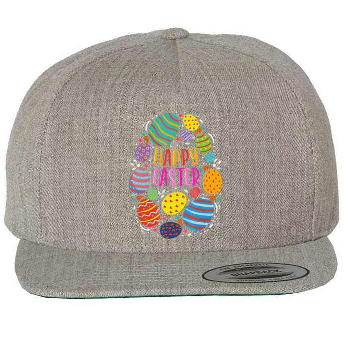 Cute Happy Easter Colorful Eggs Wool Snapback Cap