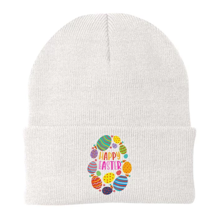 Cute Happy Easter Colorful Eggs Knit Cap Winter Beanie