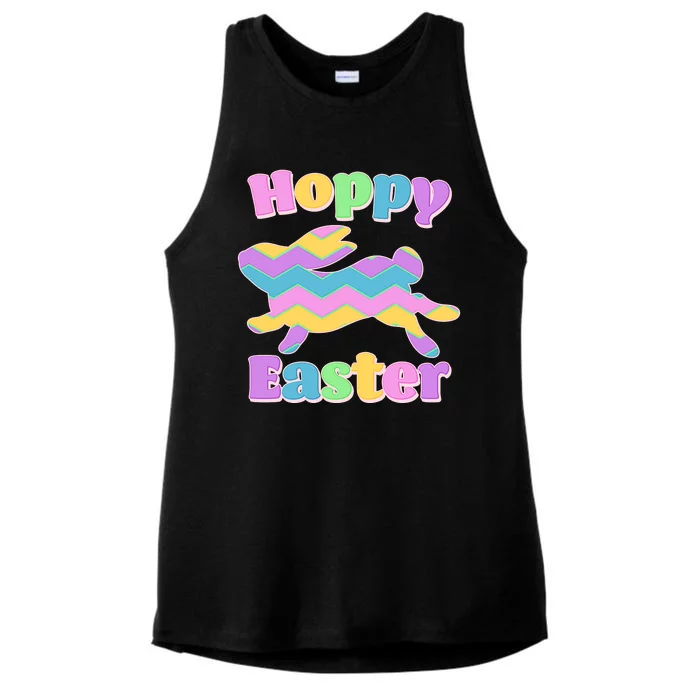 Cute Hoppy Easter Colorful Easter Bunny Ladies Tri-Blend Wicking Tank