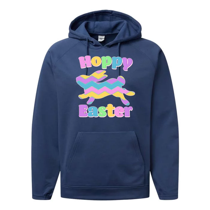 Cute Hoppy Easter Colorful Easter Bunny Performance Fleece Hoodie