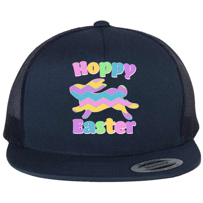 Cute Hoppy Easter Colorful Easter Bunny Flat Bill Trucker Hat