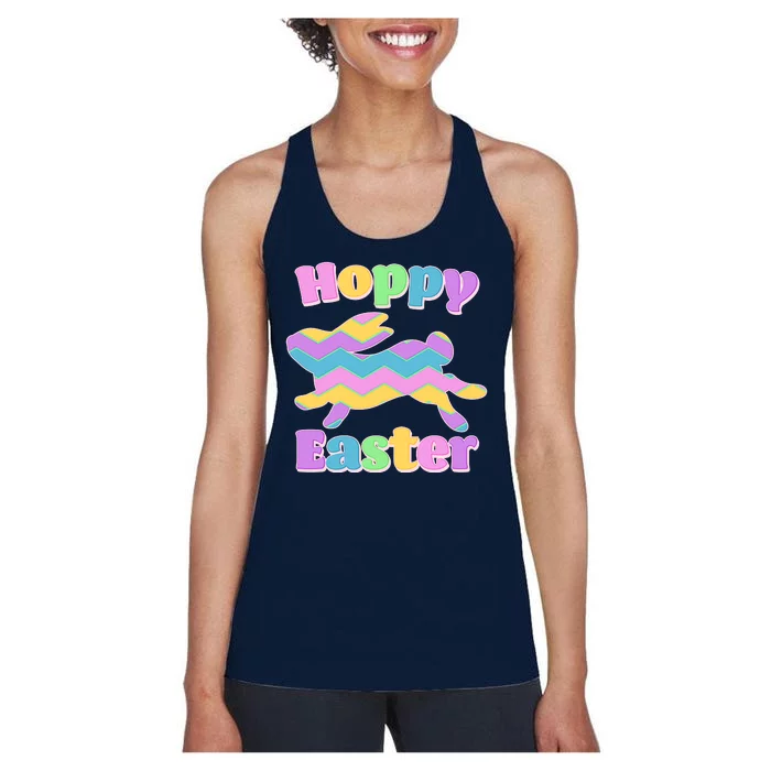 Cute Hoppy Easter Colorful Easter Bunny Women's Racerback Tank