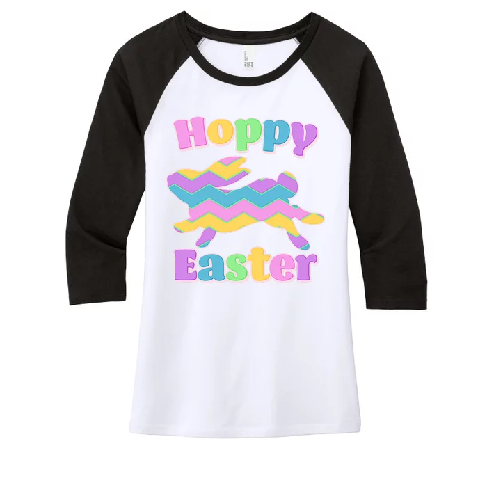 Cute Hoppy Easter Colorful Easter Bunny Women's Tri-Blend 3/4-Sleeve Raglan Shirt