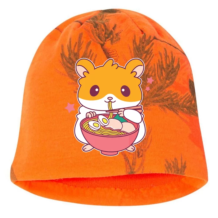 Cute Hamster Eating Ramen Hamster Lovers Kati - Camo Knit Beanie