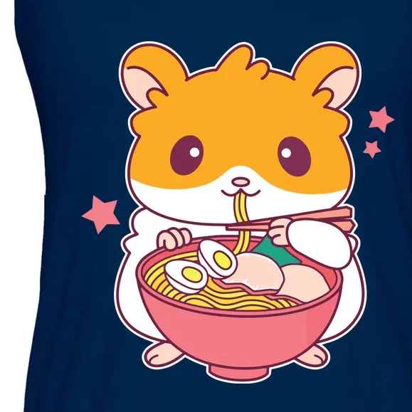 Cute Hamster Eating Ramen Hamster Lovers Ladies Essential Flowy Tank