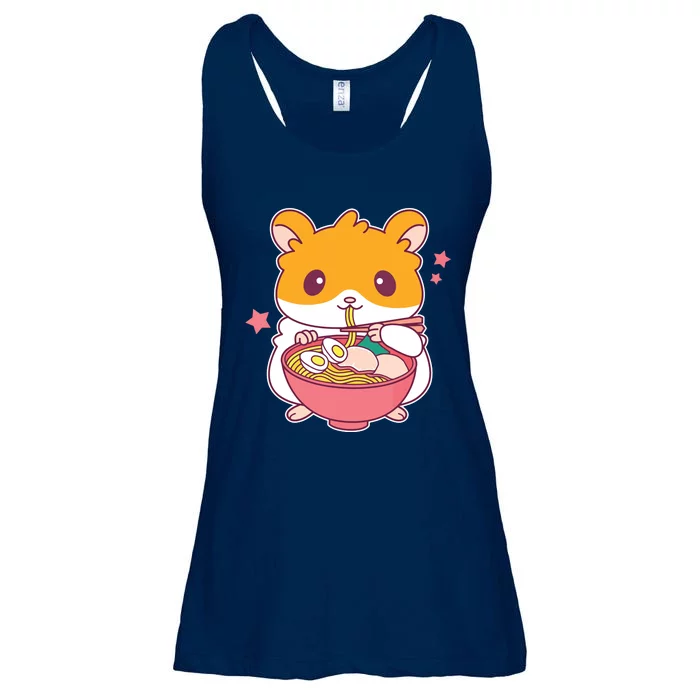 Cute Hamster Eating Ramen Hamster Lovers Ladies Essential Flowy Tank