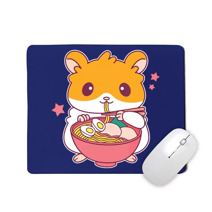 Cute Hamster Eating Ramen Hamster Lovers Mousepad