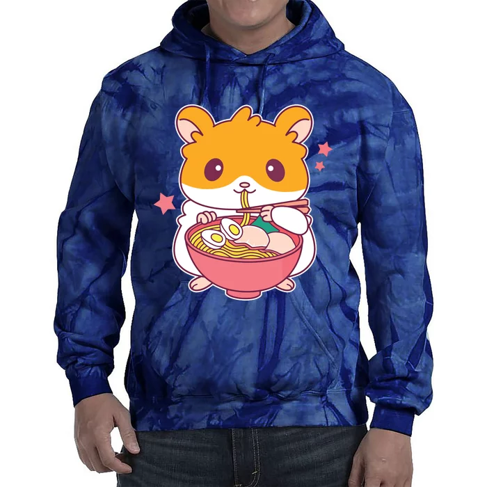 Cute Hamster Eating Ramen Hamster Lovers Tie Dye Hoodie