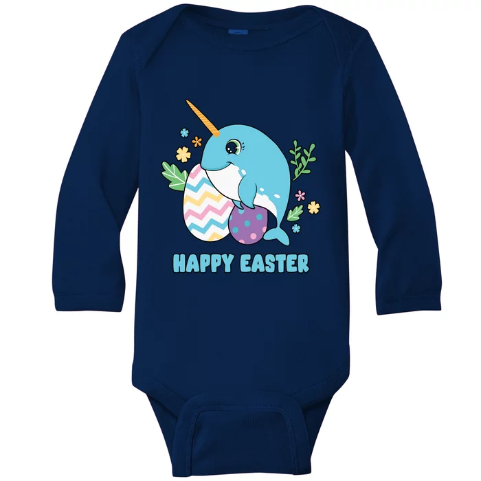 Cute Happy Easter Day Egg Hunter Orca Whale Gift Baby Long Sleeve Bodysuit