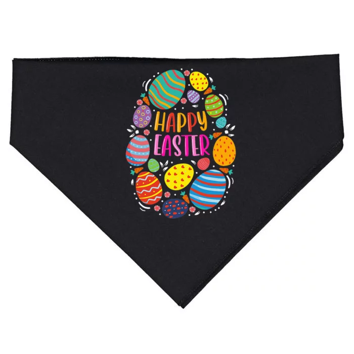 Cute Happy Easter For Teen Easter Colorful Eggs USA-Made Doggie Bandana