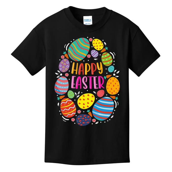 Cute Happy Easter For Teen Easter Colorful Eggs Kids T-Shirt