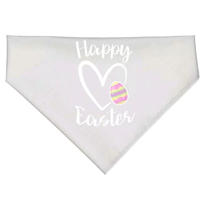 Cute Happy Easter Heart Pastel Easter Outfit Premium USA-Made Doggie Bandana