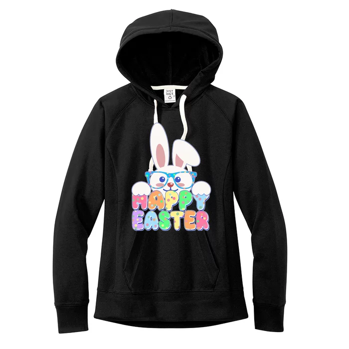 Cute Happy Easter Bunny Rabbit With Glasses Women's Fleece Hoodie