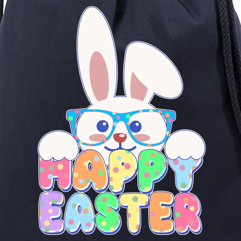 Cute Happy Easter Bunny Rabbit With Glasses Drawstring Bag