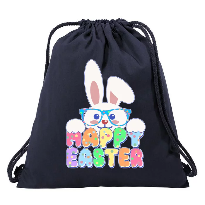 Cute Happy Easter Bunny Rabbit With Glasses Drawstring Bag