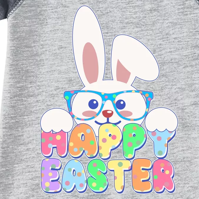 Cute Happy Easter Bunny Rabbit With Glasses Infant Baby Jersey Bodysuit