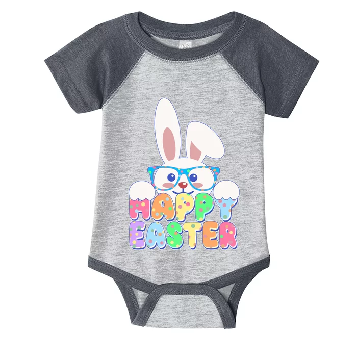 Cute Happy Easter Bunny Rabbit With Glasses Infant Baby Jersey Bodysuit