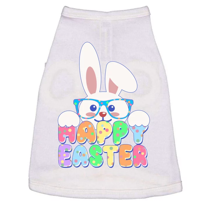 Cute Happy Easter Bunny Rabbit With Glasses Doggie Tank