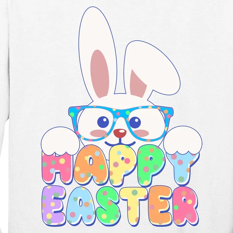 Cute Happy Easter Bunny Rabbit With Glasses Long Sleeve Shirt