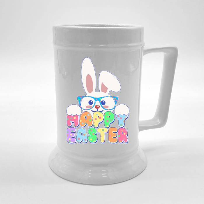 Cute Happy Easter Bunny Rabbit With Glasses Front & Back Beer Stein