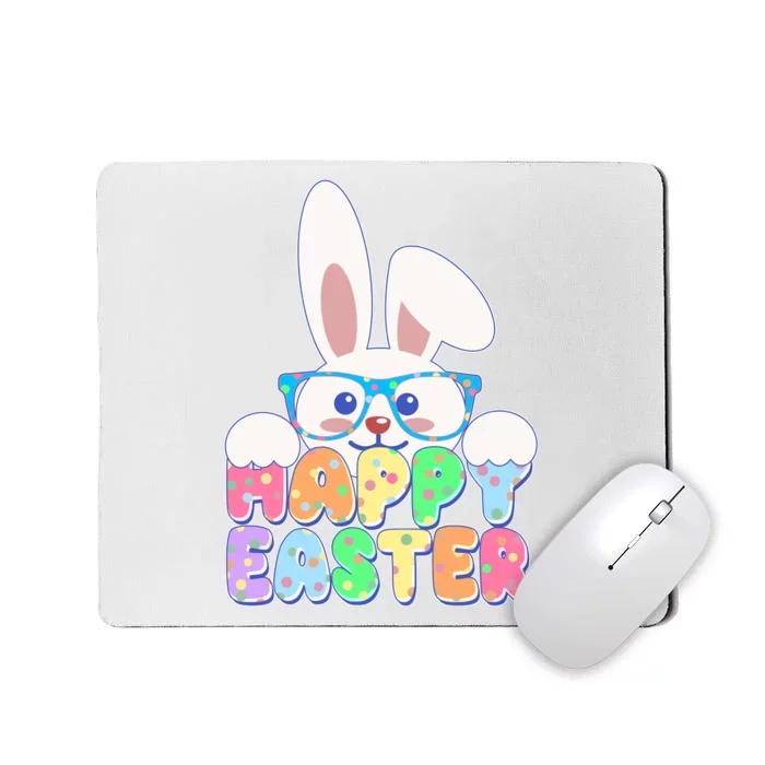 Cute Happy Easter Bunny Rabbit With Glasses Mousepad