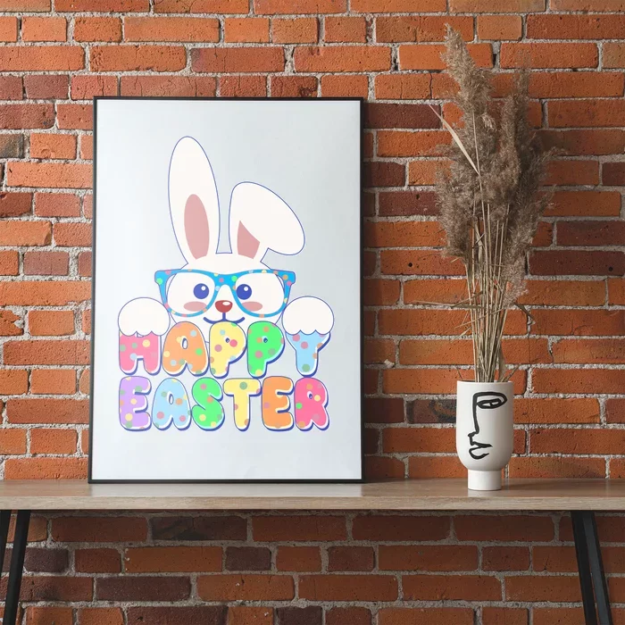 Cute Happy Easter Bunny Rabbit With Glasses Poster