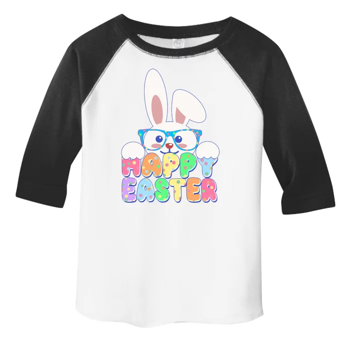 Cute Happy Easter Bunny Rabbit With Glasses Toddler Fine Jersey T-Shirt