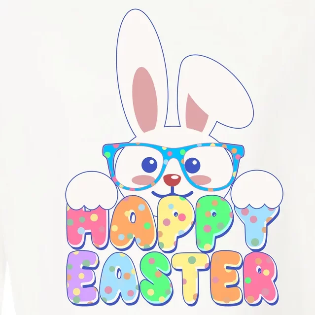 Cute Happy Easter Bunny Rabbit With Glasses Cropped Pullover Crew