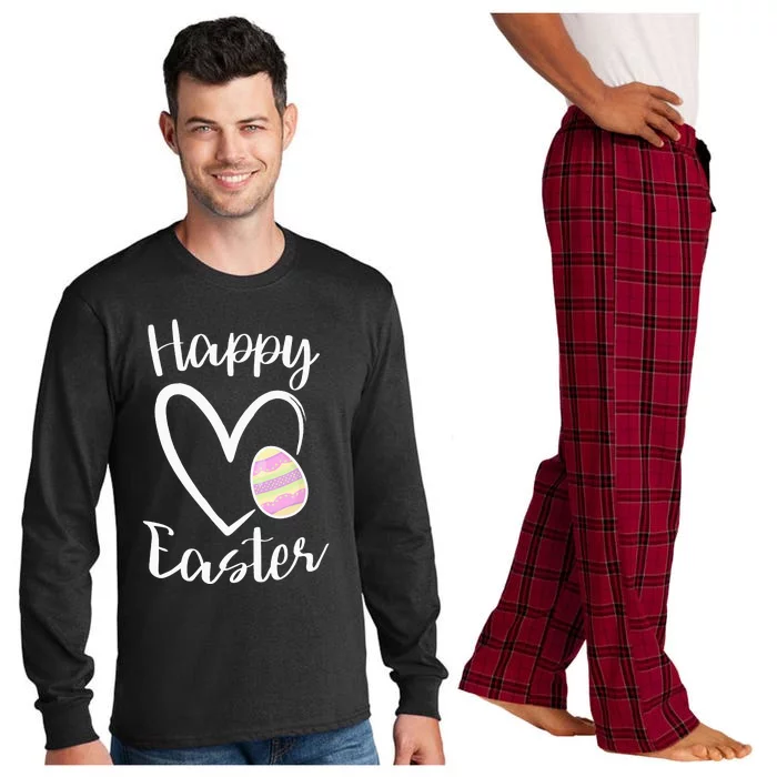 Cute Happy Easter Heart Pastel Easter Outfit Long Sleeve Pajama Set