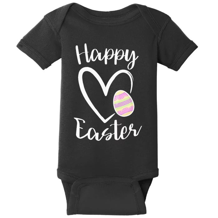 Cute Happy Easter Heart Pastel Easter Outfit Baby Bodysuit