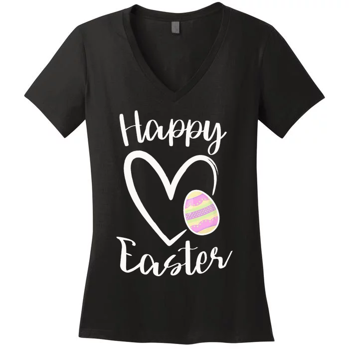 Cute Happy Easter Heart Pastel Easter Outfit Women's V-Neck T-Shirt