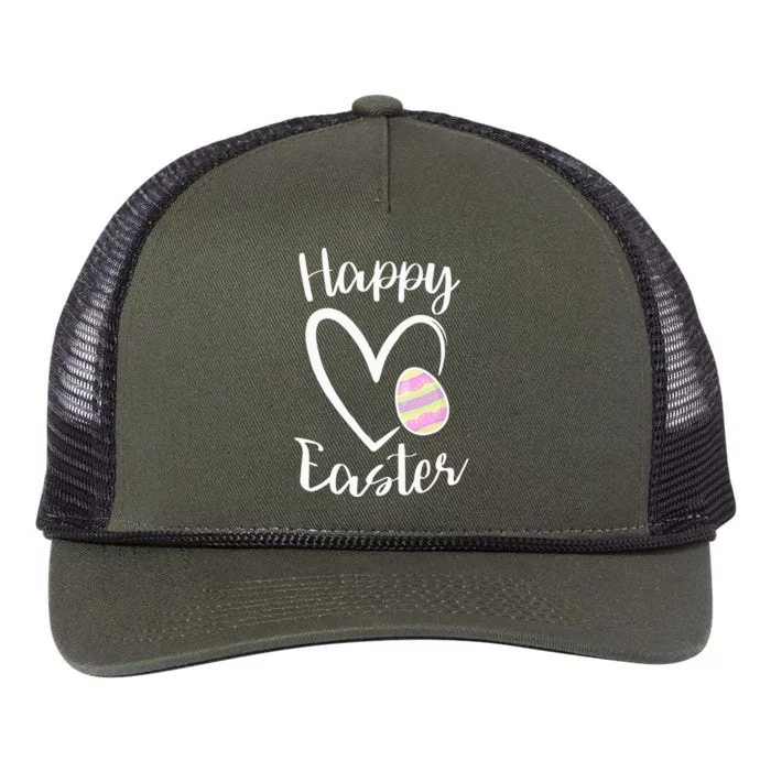 Cute Happy Easter Heart Pastel Easter Outfit Retro Rope Trucker Hat Cap