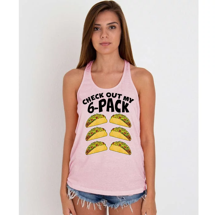 Check Out My 6-Pack Tacos Women's Knotted Racerback Tank