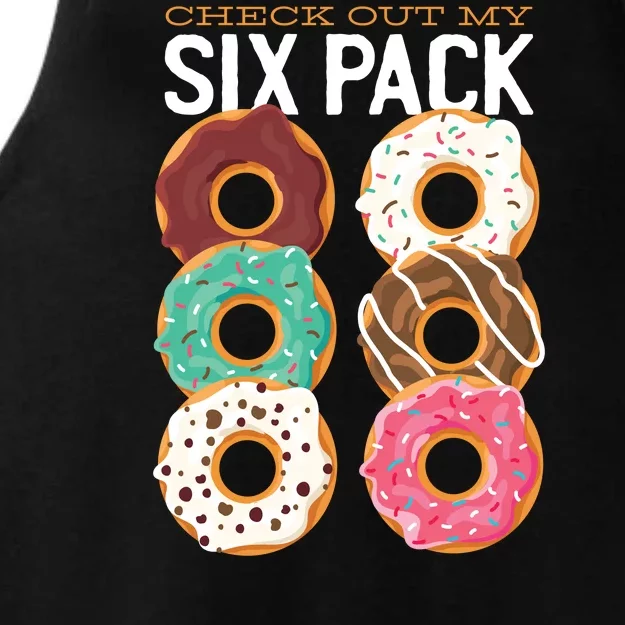 Check Out My Donut Six Pack Ladies Tri-Blend Wicking Tank