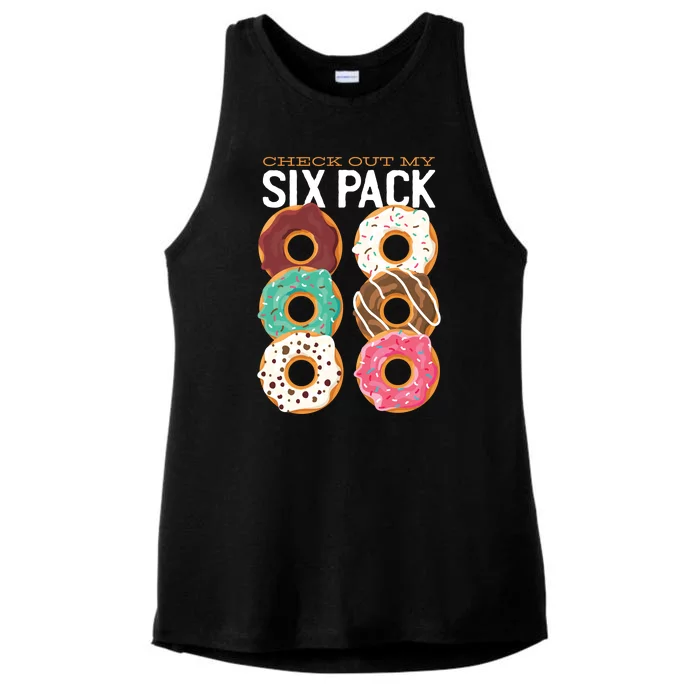 Check Out My Donut Six Pack Ladies Tri-Blend Wicking Tank