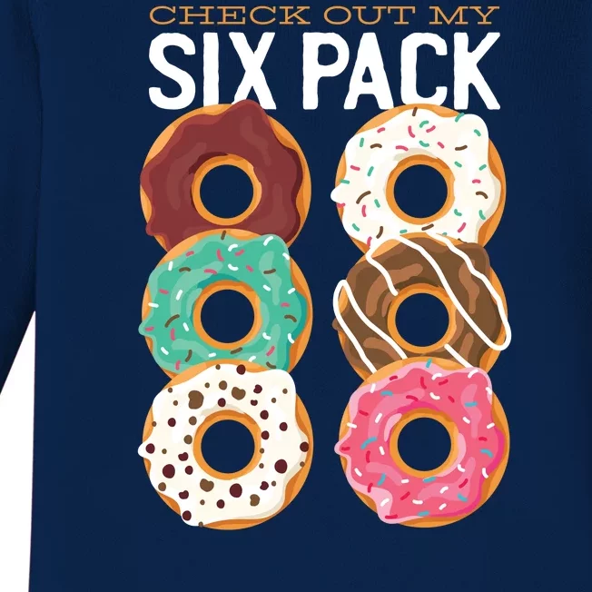 Check Out My Donut Six Pack Baby Long Sleeve Bodysuit