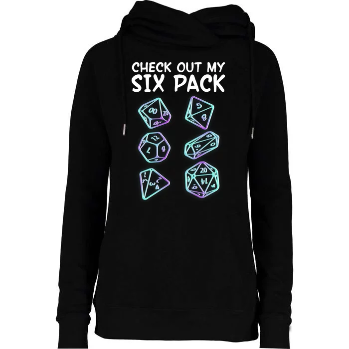 Check Out My Six Pack DND Dice Dungeons And Dragons Womens Funnel Neck Pullover Hood