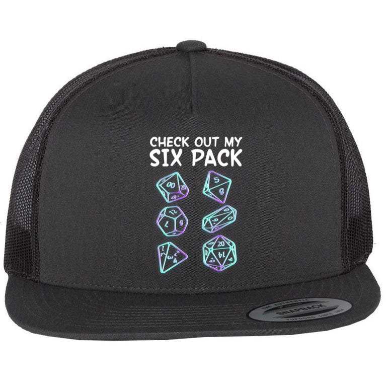 Check Out My Six Pack DND Dice Dungeons And Dragons Flat Bill Trucker Hat