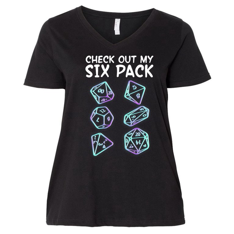 Check Out My Six Pack DND Dice Dungeons And Dragons Women's V-Neck Plus Size T-Shirt