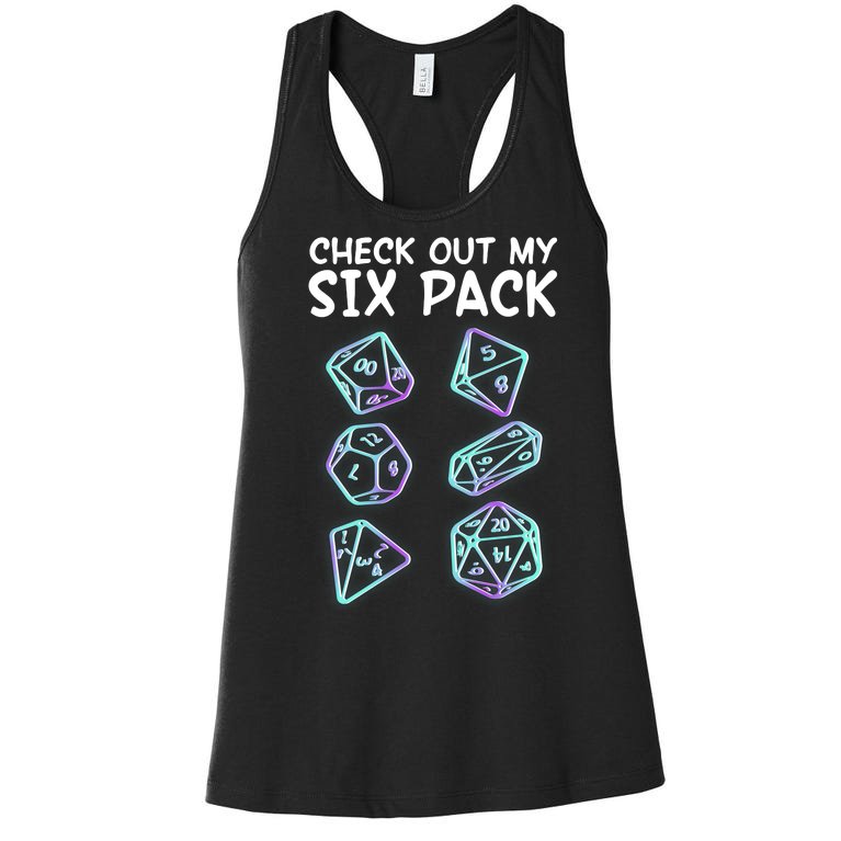 Check Out My Six Pack DND Dice Dungeons And Dragons Women's Racerback Tank